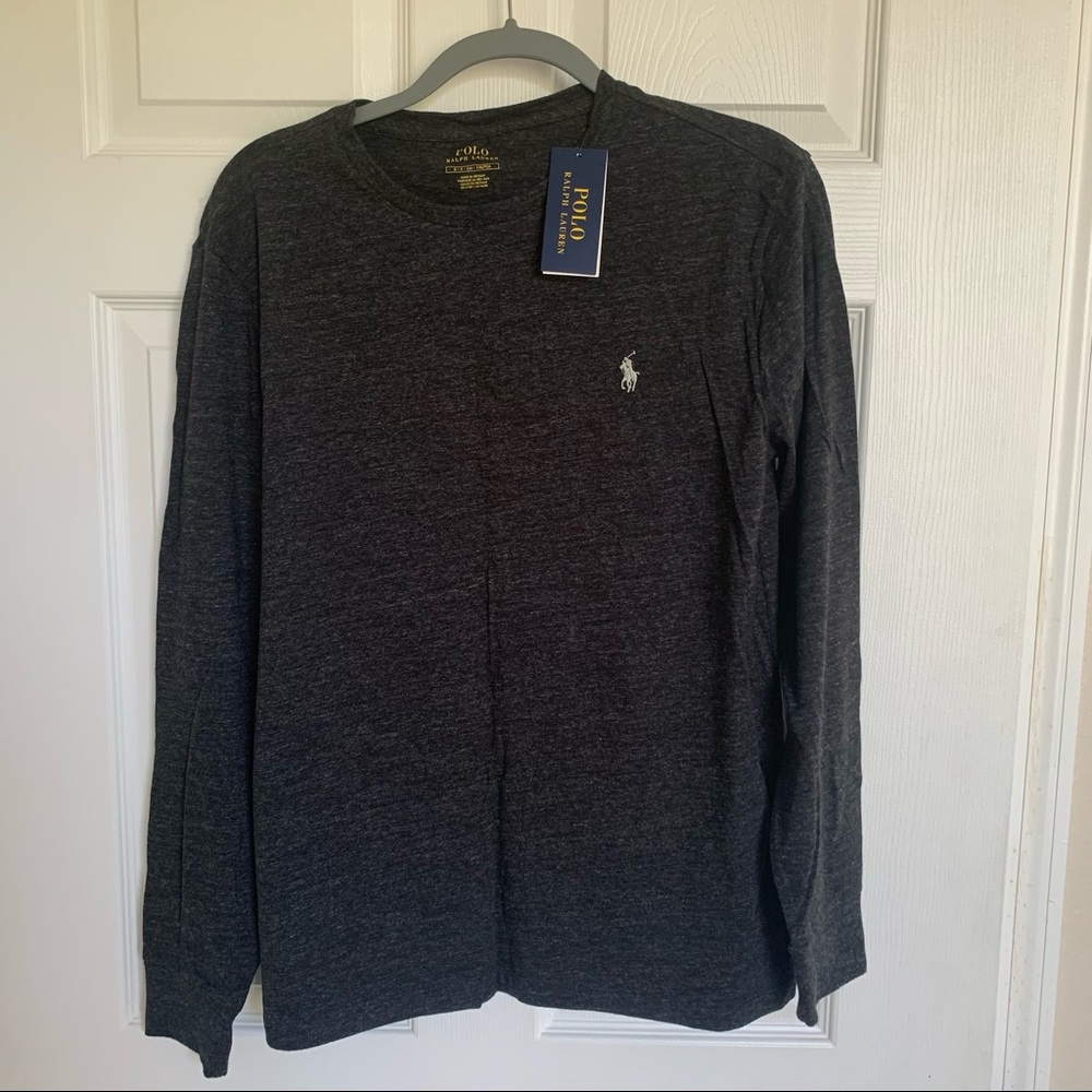 Polo Ralph Lauren Black/Gray Heathered Long Sleeve T-shirt